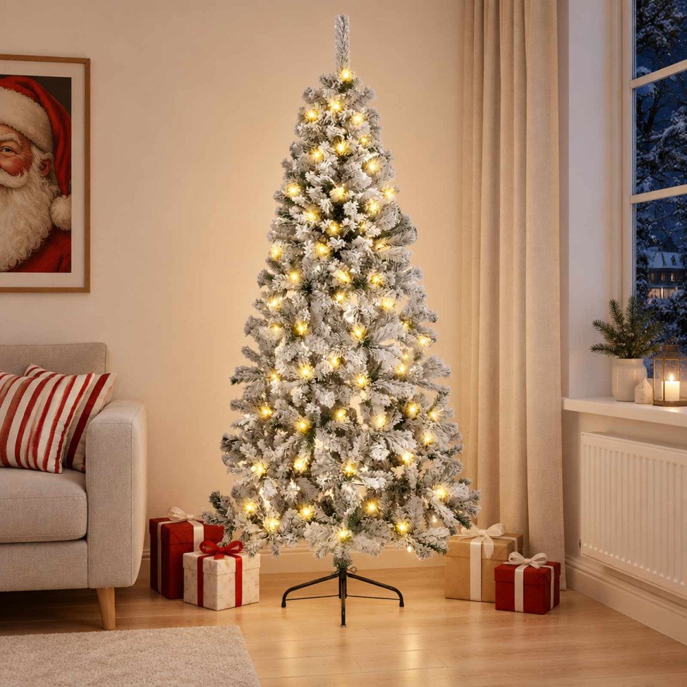 vidaXL Plast Hingad Julgran 210 cm 300 LED-lampor Varmvit