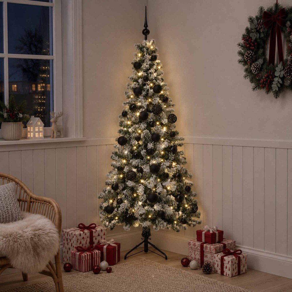 vidaXL Konstgjord julgran med julkulor 120 cm 150 LED-lampor Varmvit