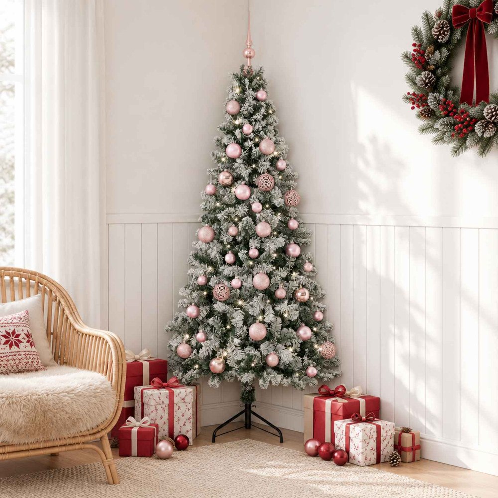 vidaXL Konstgjord julgran med julkulor 150 cm 150 LED-lampor Varmvit