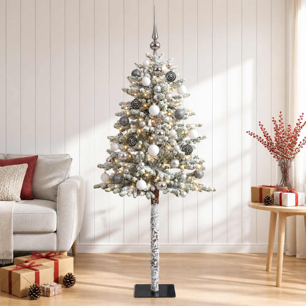 vidaXL Konstgjord julgran med kulor 120 cm 150 LED-lampor Varmvit
