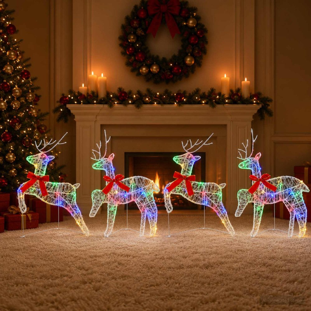 vidaXL Julren 4 st 80 LED-lampor Mångfärgad