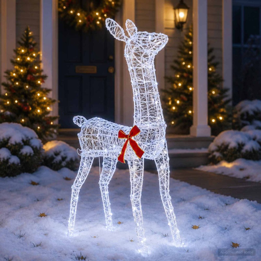 vidaXL 3D Julren LOVIISA 110 LED-lampor Kallvit 70 x 26 x 100 cm