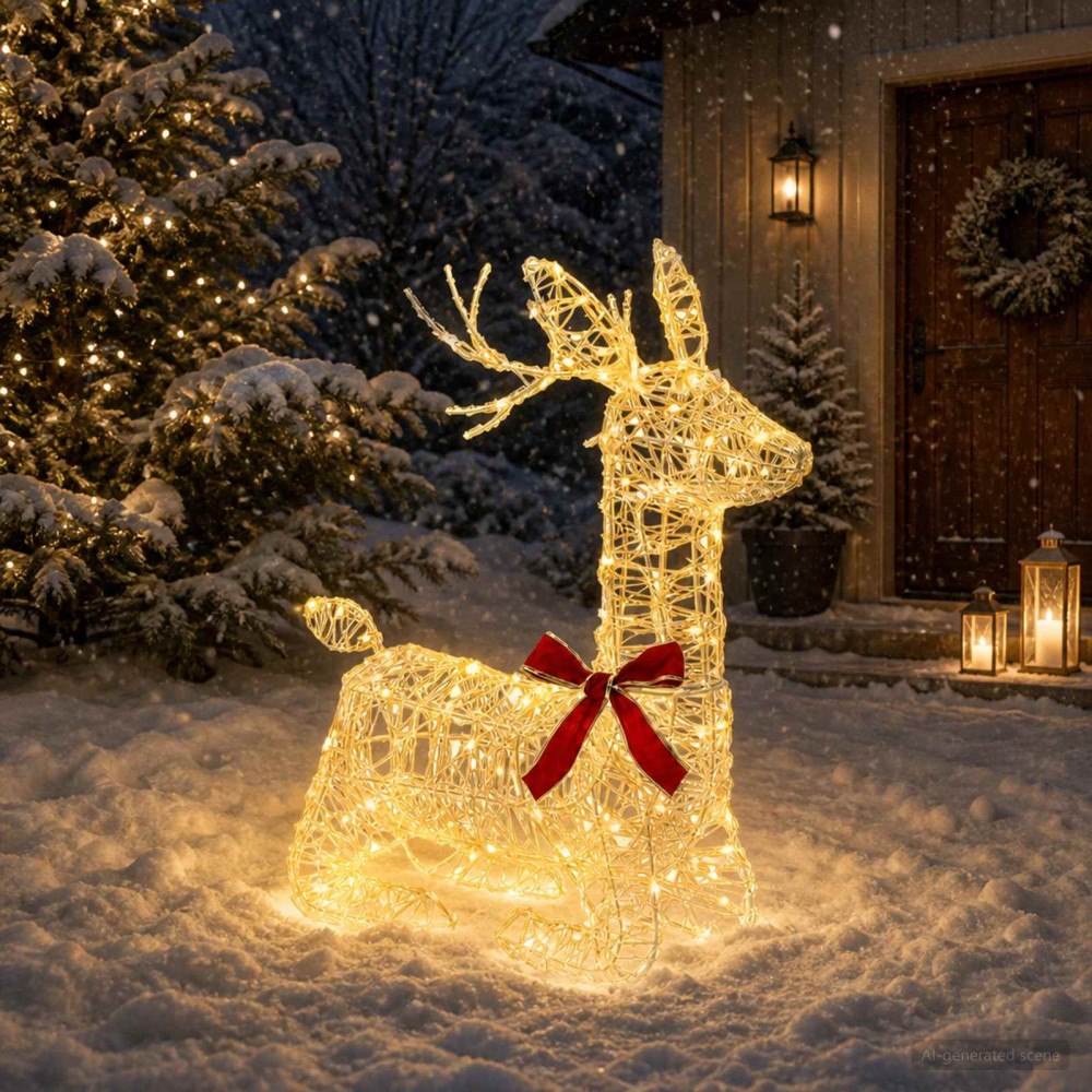 vidaXL 3D Julren LOVIISA 140 LED-lampor Varmvit 55 x 22 x 63 cm