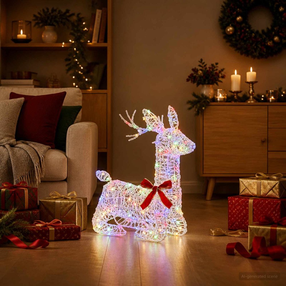 vidaXL 3D Julren LOVIISA 140 LED-lampor Mångfärgad 55 x 22 x 63 cm