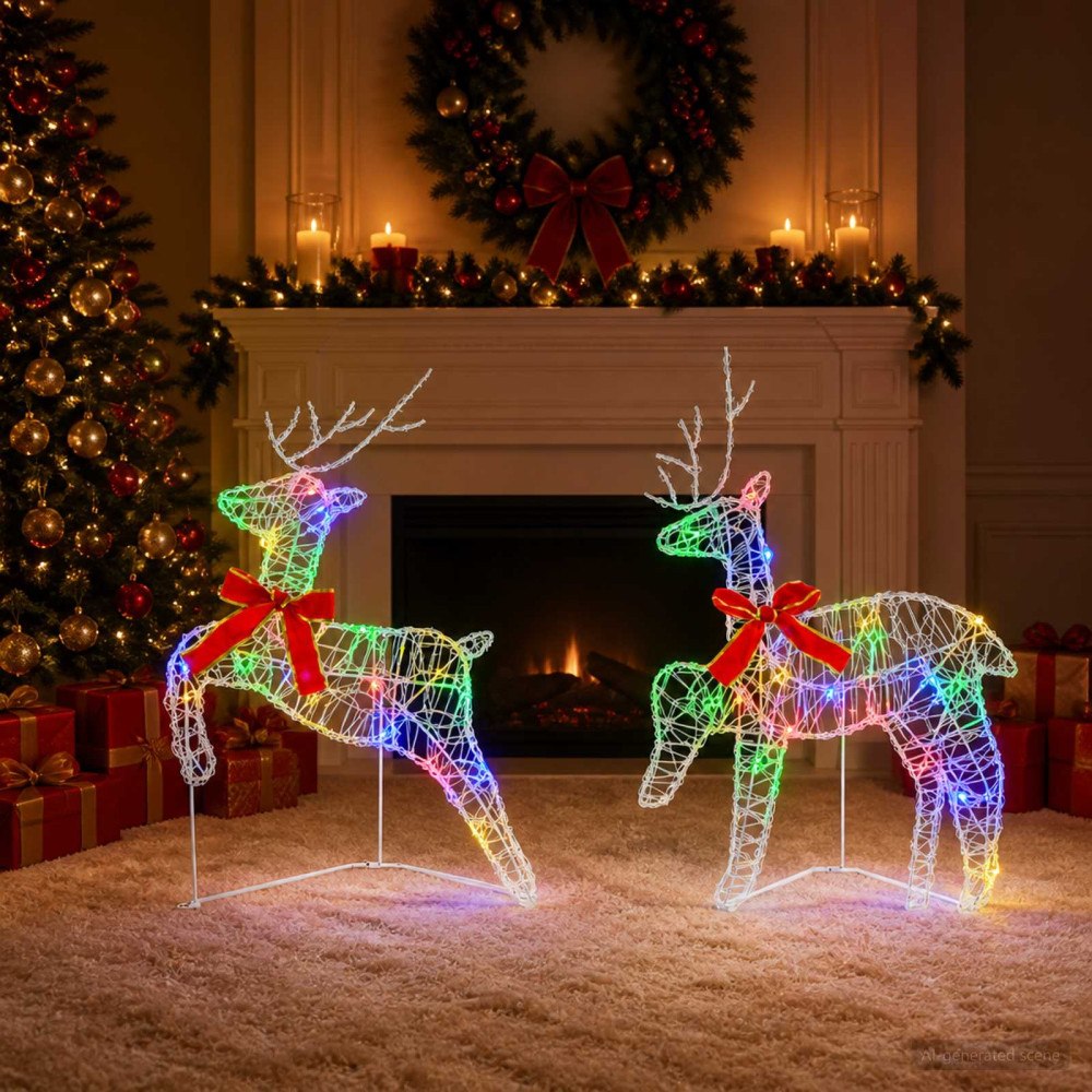 vidaXL Julren 2 st 40 LED-lampor Mångfärgad 43 x 19 x 65 cm