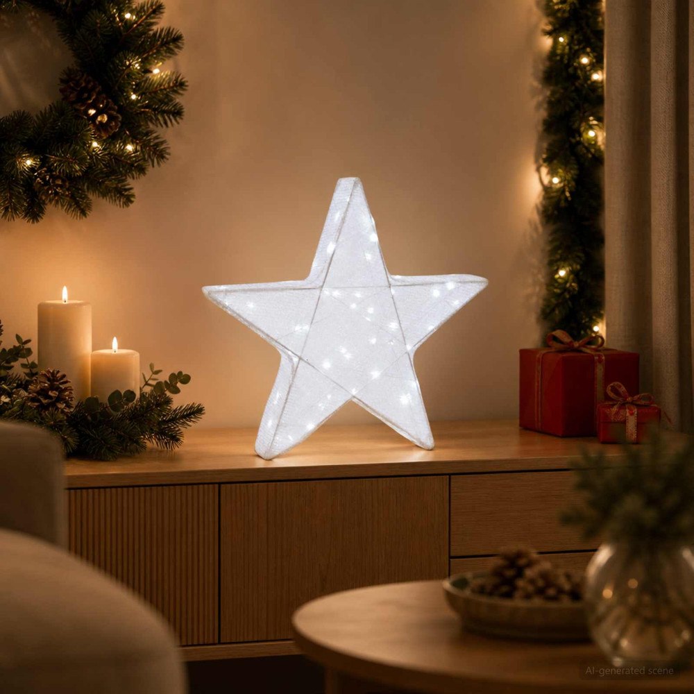 vidaXL 3D-julstjärna 50 LED-lampor Kallvit 55 x 53,5 x 10 cm