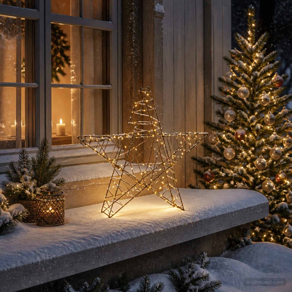 vidaXL 3D-julstjärna 120 LED-lampor Varmvit 55 x 53,5 x 10 cm
