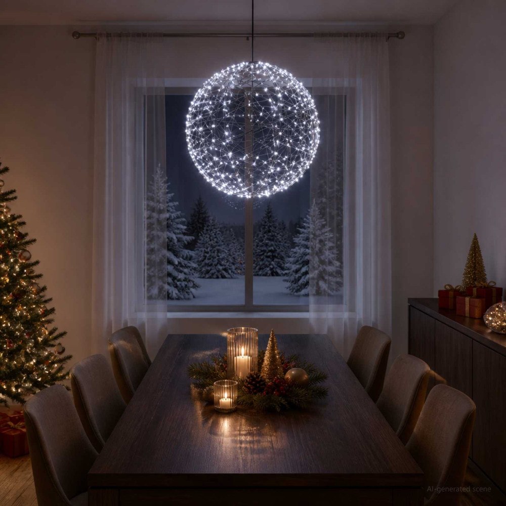 vidaXL Julfinialslampa 750 LED-lampor Kallvit Diameter 50 x 52 cm