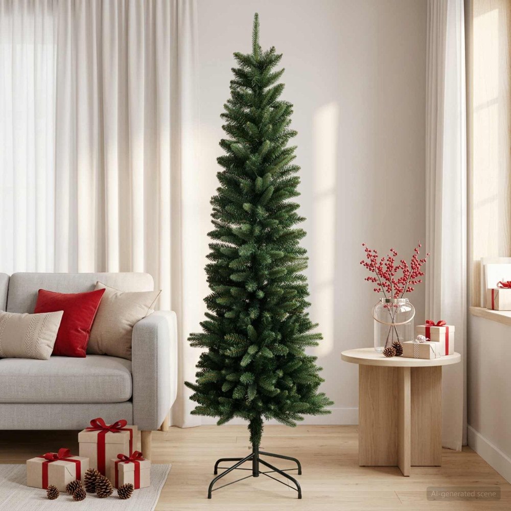 vidaXL Artificial Slim Christmas Tree 150 cm PE och PVC Grön