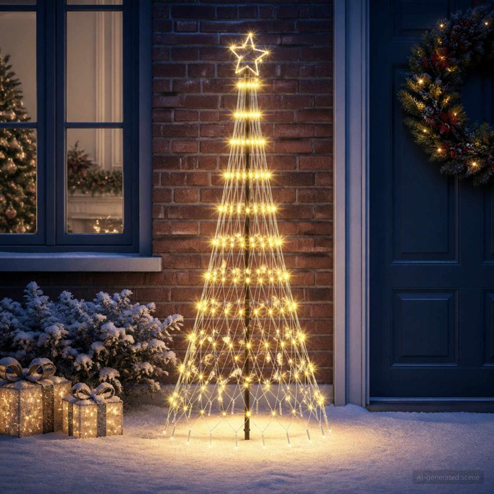 vidaXL LED Julgran EKENAS 180 cm 230 LED-lampor Varmvit Järn Svart