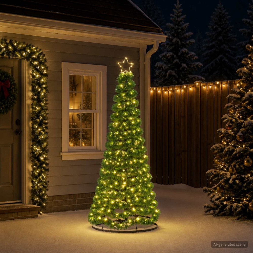 vidaXL Glittrig LED-julgran med fot EKENAS 180 cm 220 LED-lampor