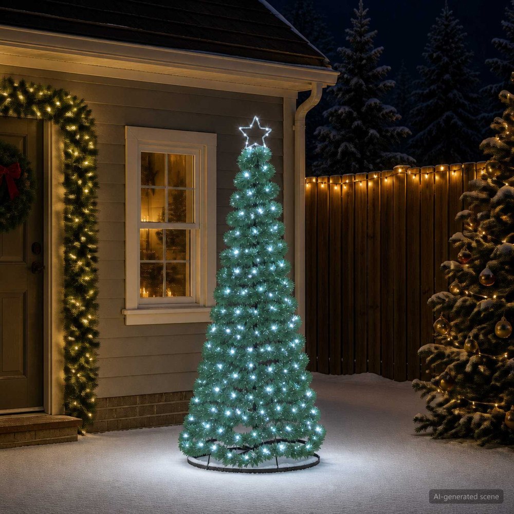 vidaXL Glittrig LED-julgran med fot EKENAS 180 cm 220 LED-lampor