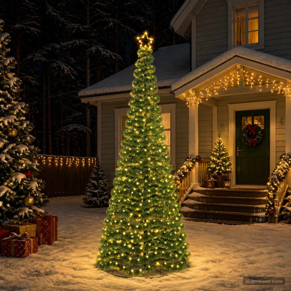 vidaXL Glittrig LED-julgran med fot EKENAS 250 cm 370 LED-lampor