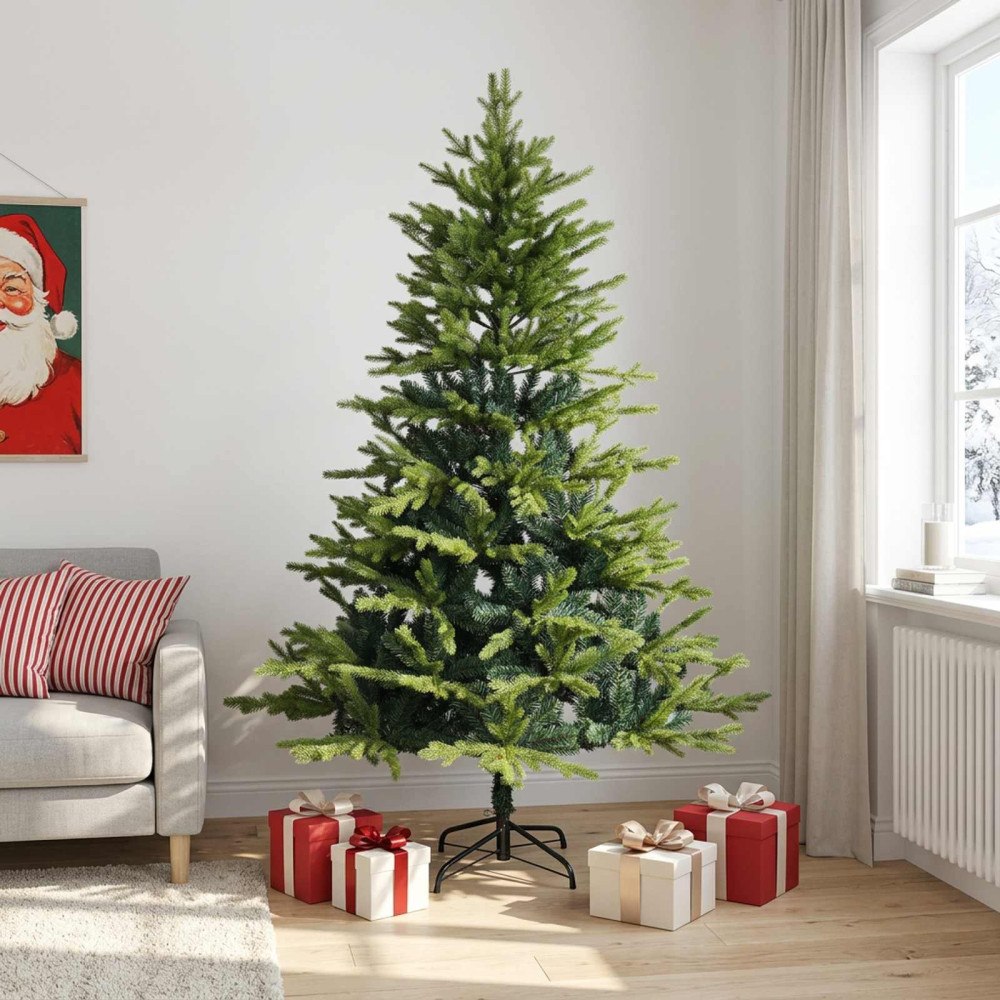 vidaXL Plast Hingad Julgran 210 cm PVC och metall Grön