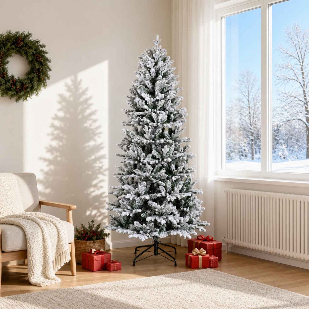 vidaXL Plast Hingad Julgran 180 cm PVC och PE Grön och Vit