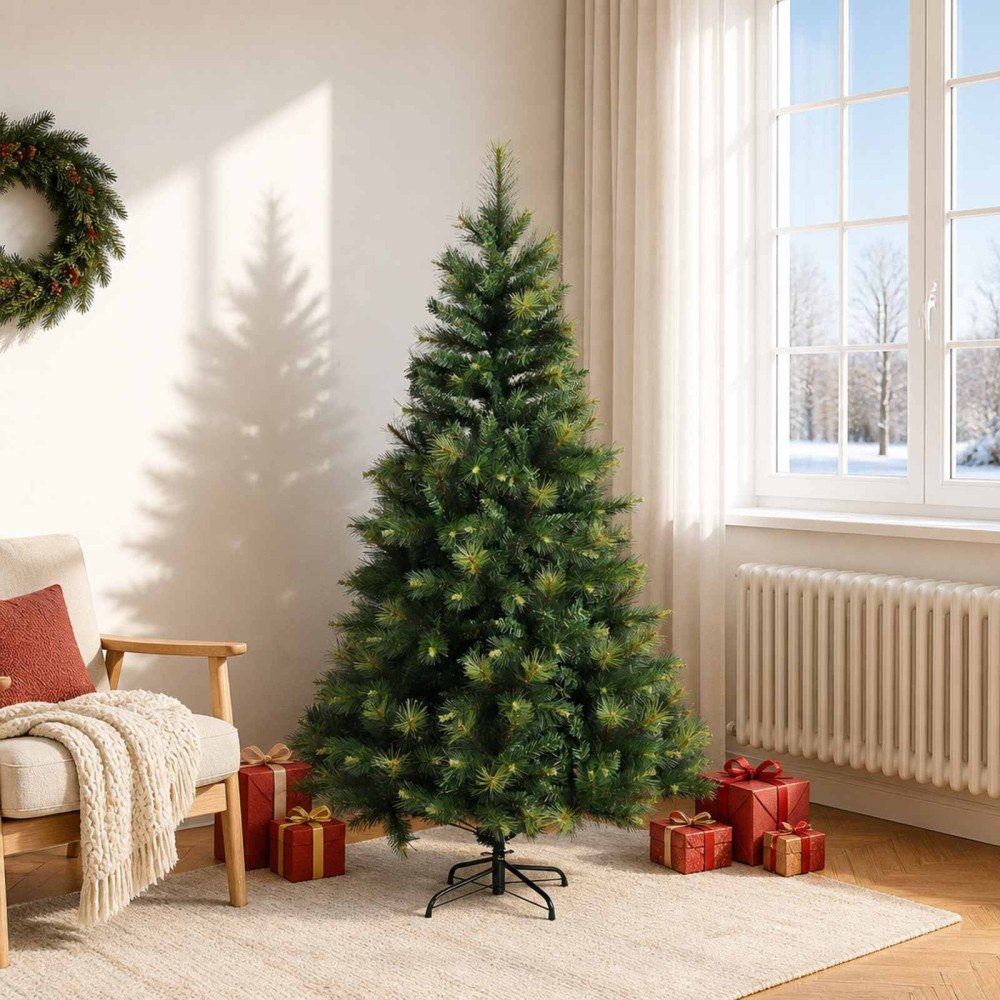 vidaXL Plast Hingad Julgran 180 cm PVC och metall Grön