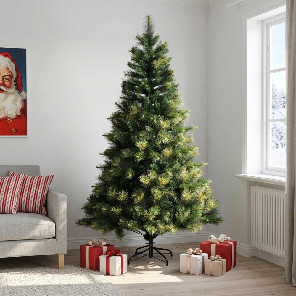 vidaXL Plast Hingad Julgran 210 cm PVC och metall Grön
