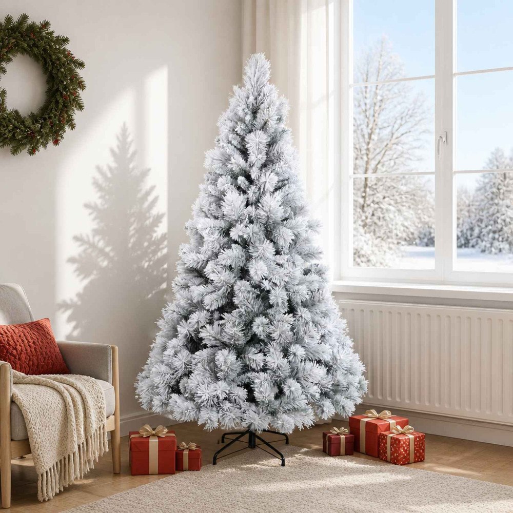 vidaXL Plast Hingad Julgran 180 cm PVC och metall Grön och Vit