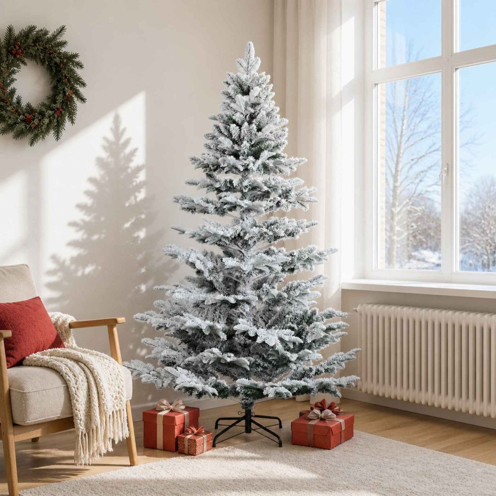 vidaXL Plast Hingad Julgran 180 cm PE & PVC Grön och vit