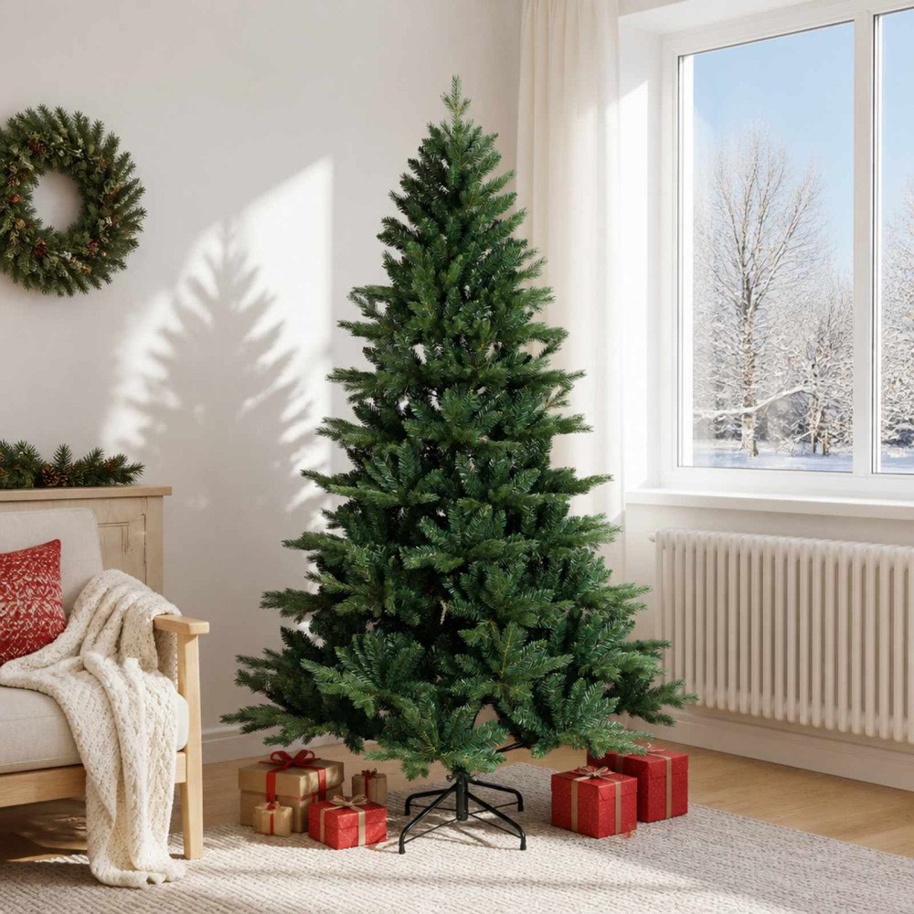 vidaXL Plast Hingad Julgran 180 cm PVC och metall Grön