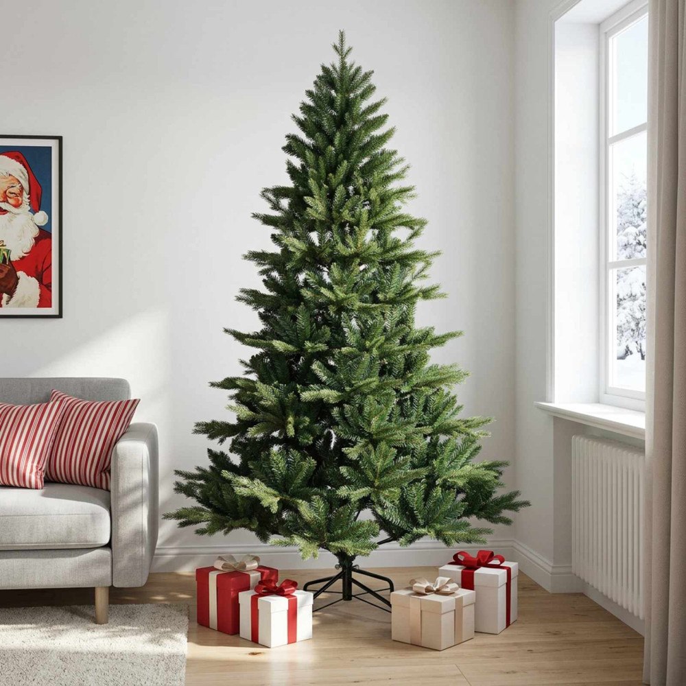 vidaXL Plast Hingad Julgran 240 cm PVC och metall Grön