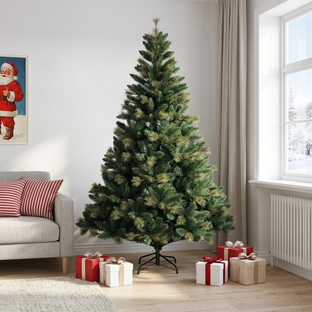 vidaXL Plast Hingad Julgran 210 cm PVC och metall Grön