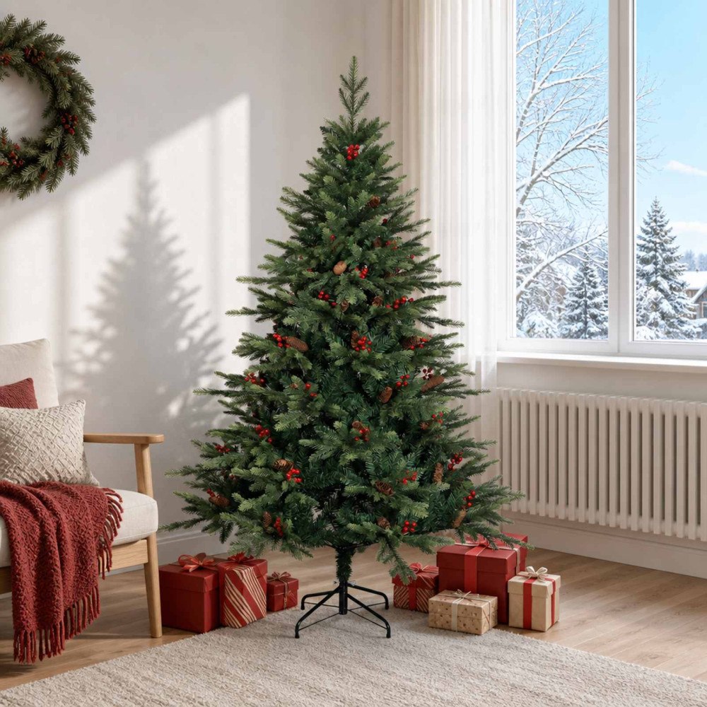vidaXL Plast Hingad Julgran 180 cm PVC och metall Grön