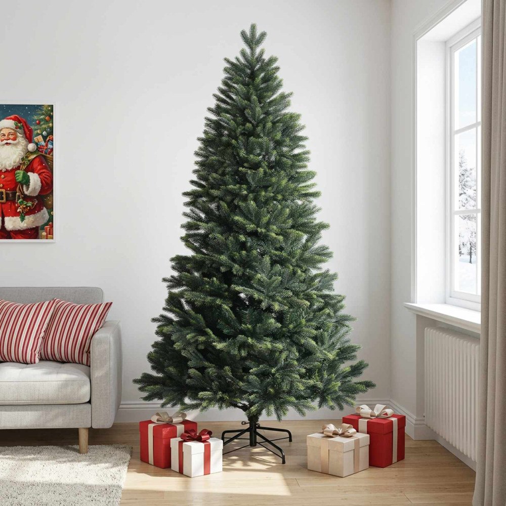 vidaXL Plast Hingad Julgran 240 cm PVC och metall Grön
