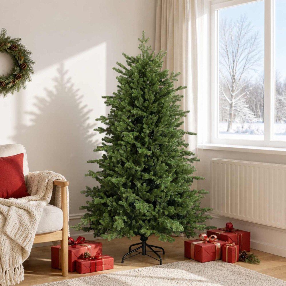 vidaXL Plast Hingad Julgran 180 cm PVC och metall Grön