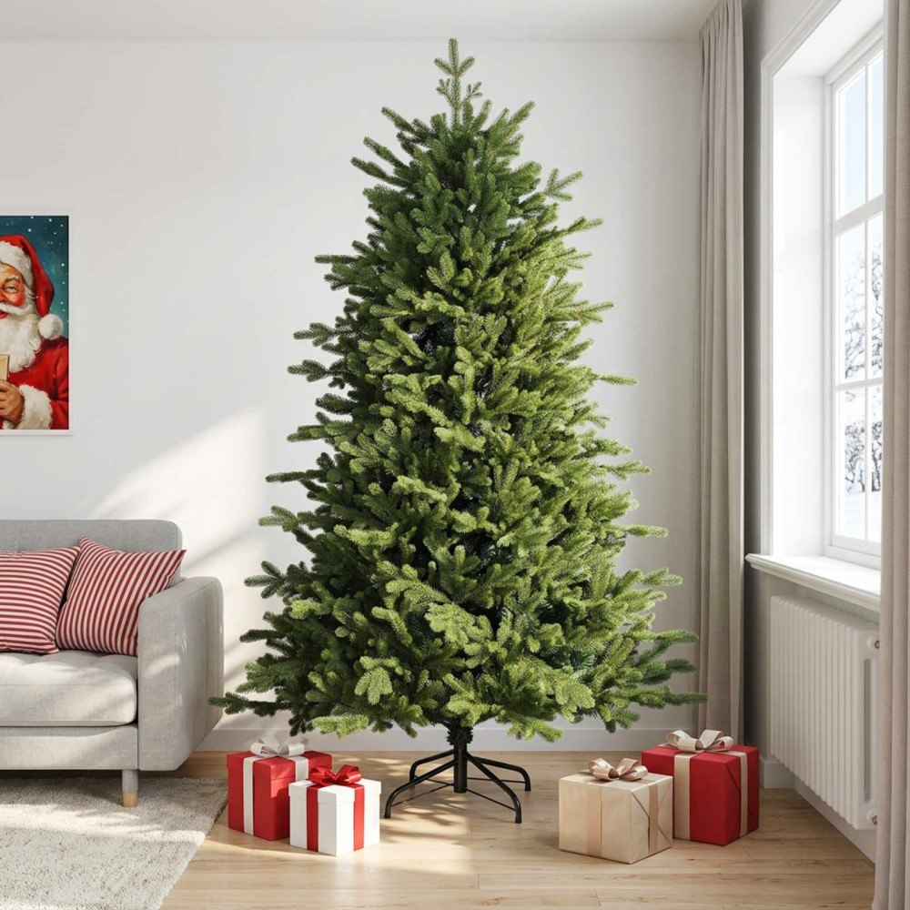 vidaXL Plast Hingad Julgran 210 cm PVC och metall Grön