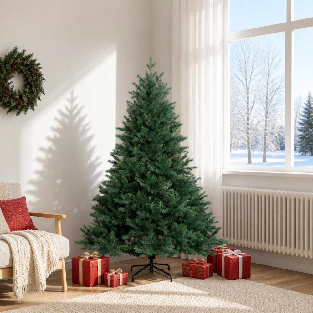 vidaXL Plast Hingad Julgran 180 cm PVC och metall Grön