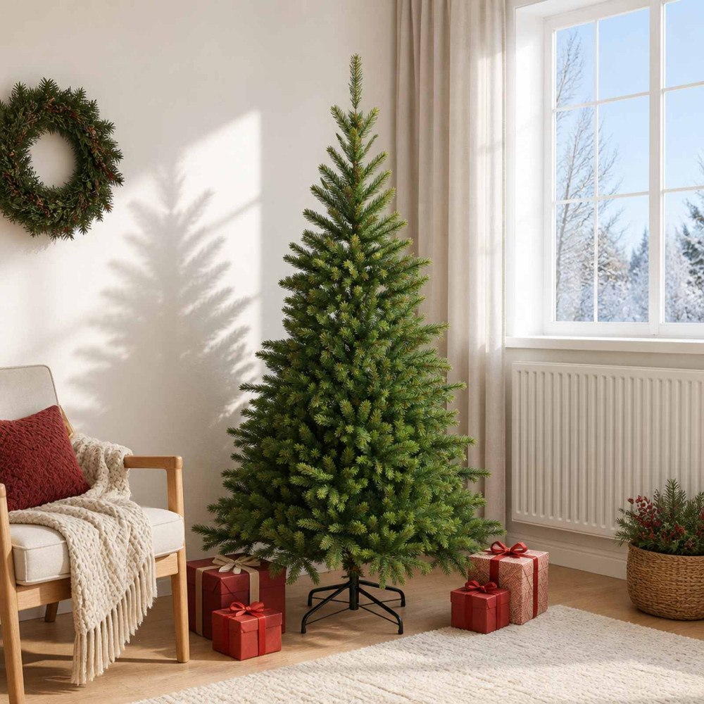 vidaXL Plast Hingad Julgran 180 cm PVC och metall Grön