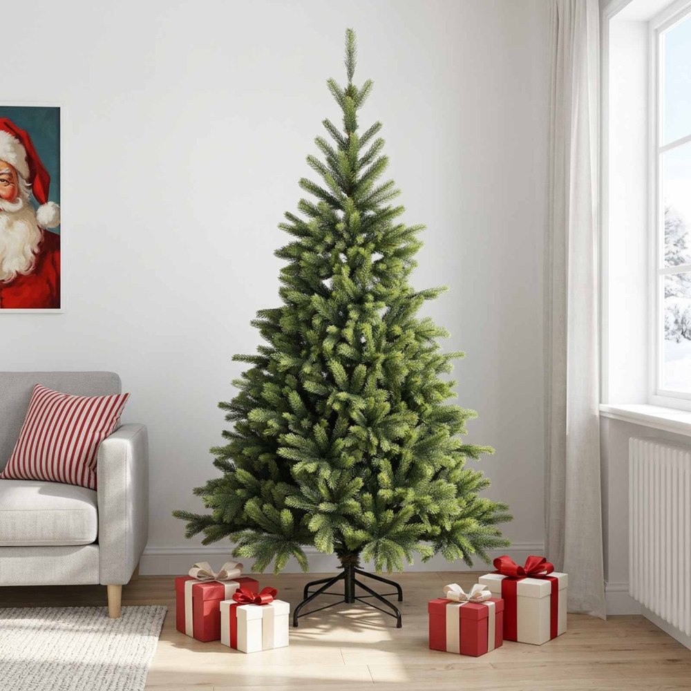 vidaXL Plast Hingad Julgran 210 cm PVC och metall Grön