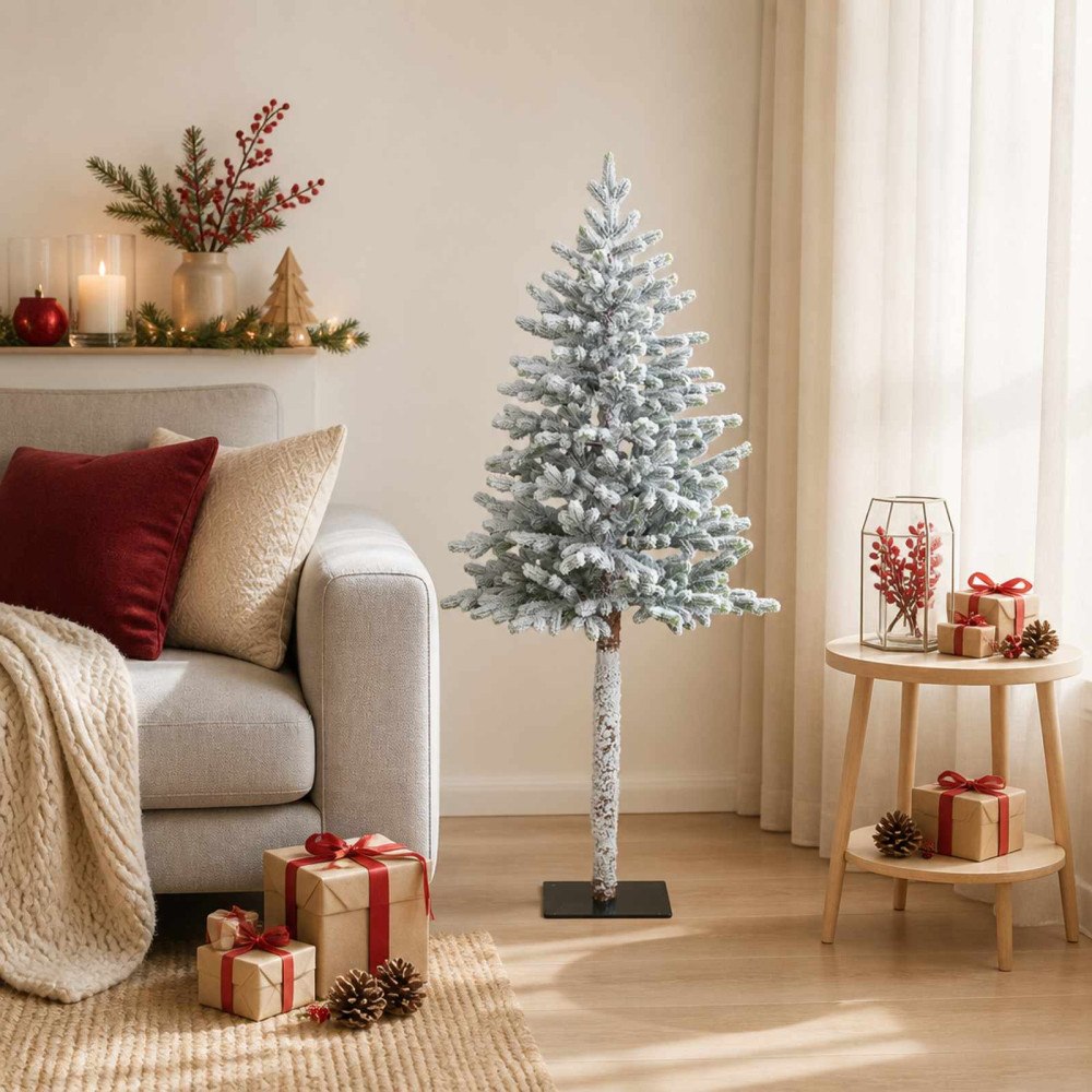 vidaXL Plast Hingad Julgran 120 cm PVC och metall Grön och vit