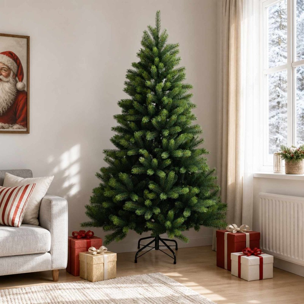 vidaXL Plast Hingad Julgran 180 cm PVC och metall Grön