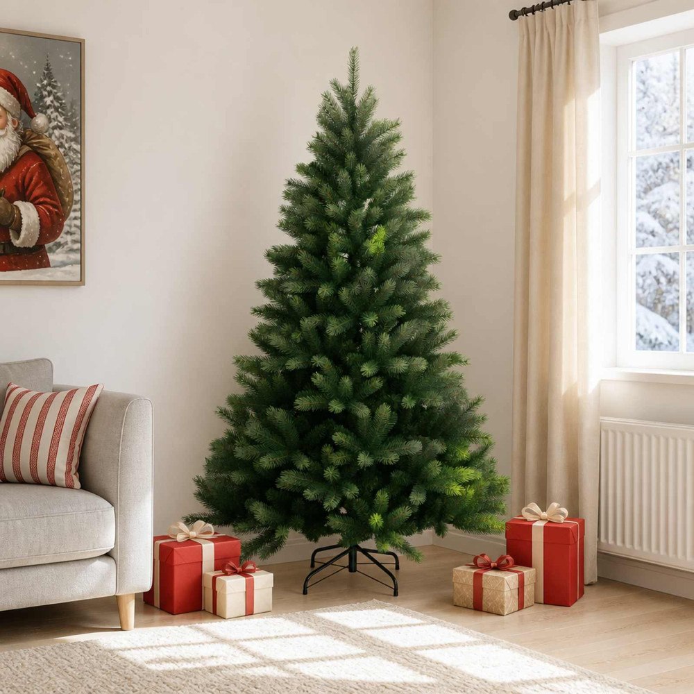 vidaXL Plast Hingad Julgran 210 cm PVC och metall Grön