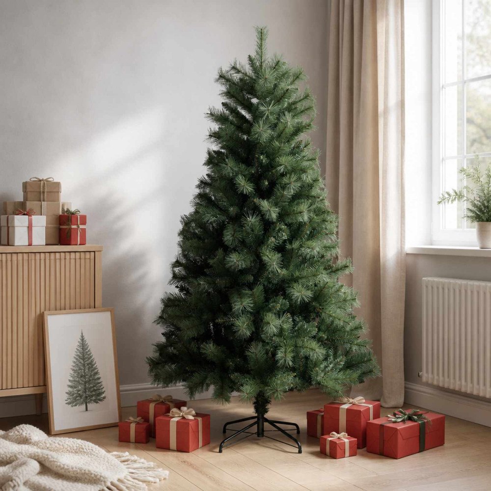 vidaXL Plast Hingad Julgran 180 cm PVC och metall Grön