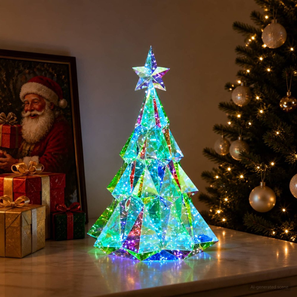 vidaXL Skimrande prismatisk LED-julgran Flerfärgsdesign