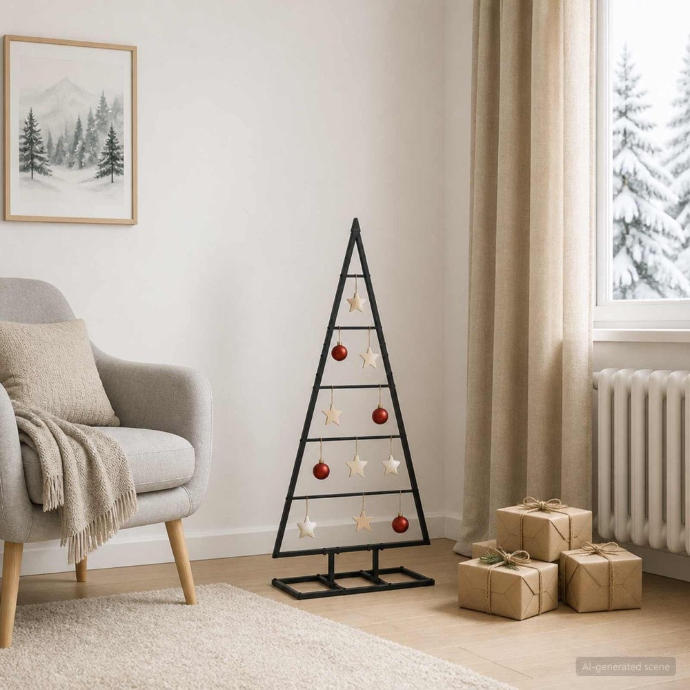 vidaXL Metall julgran KUOPIO 90 cm Metall Svart