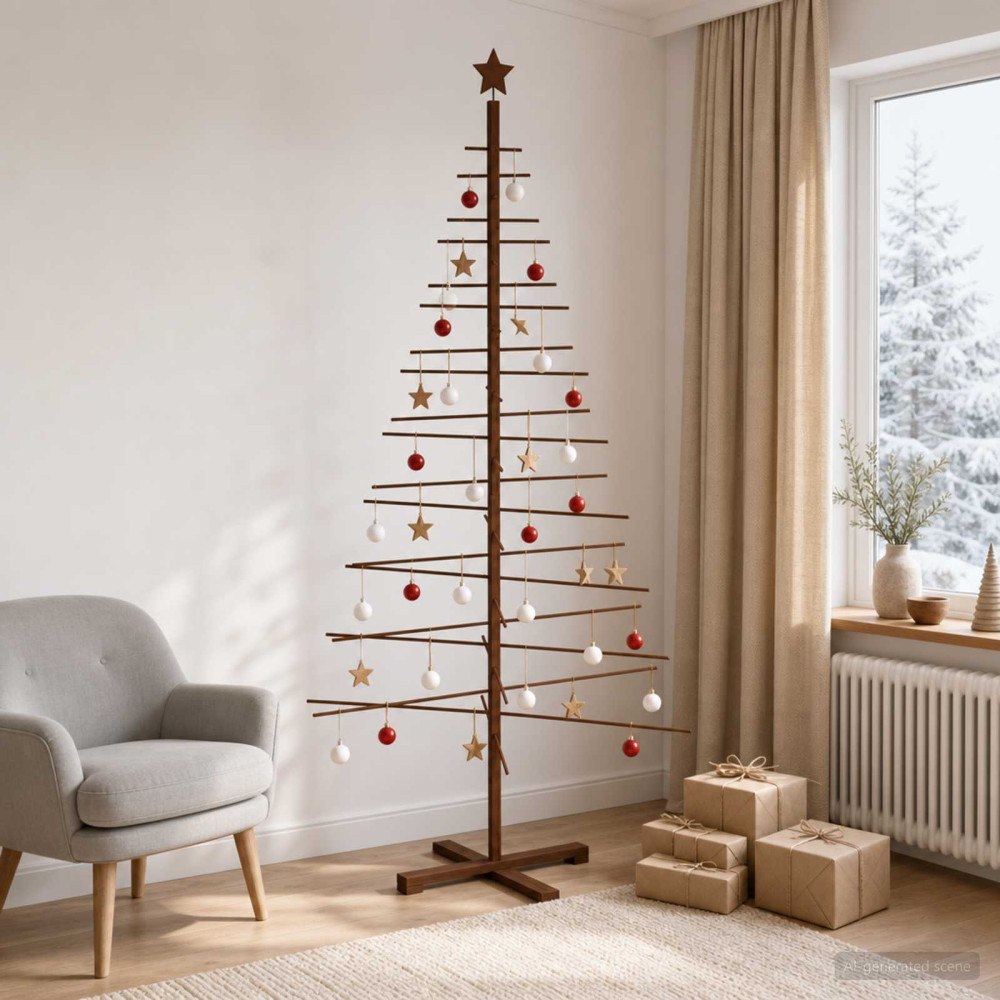 vidaXL Träjulgran KOTKA 210 cm Bambu och massiv furu Dark Brown