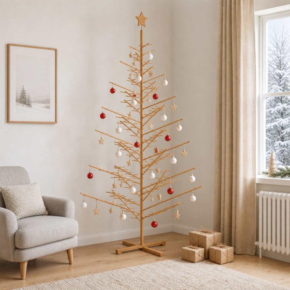 vidaXL Träjulgran KOTKA 240 cm Bambu och massiv furu Brun