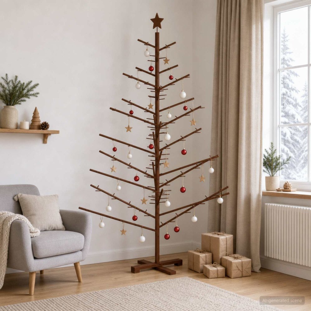 vidaXL Träjulgran KOTKA 180 cm Bambu och massiv furu Mörkbrun