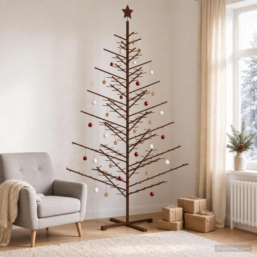 vidaXL Träjulgran KOTKA 240 cm Bambu och massiv furu Mörkbrun