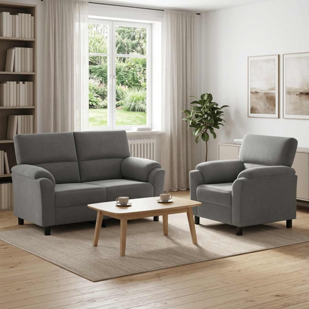 vidaXL Soffset 2 st 3-sits Mörkgrå 154 x 85 x 93 cm Sammet