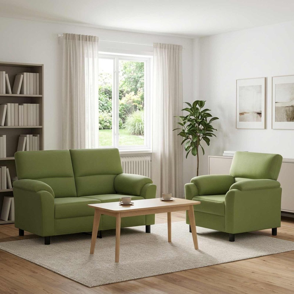 vidaXL Soffset 2 st 3-sits Ljusgrön 154 x 85 x 93 cm Sammet