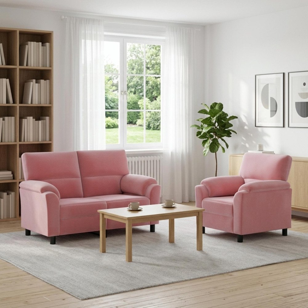 vidaXL Soffset 2 st 3-sits Rosa 154 x 85 x 93 cm Sammet