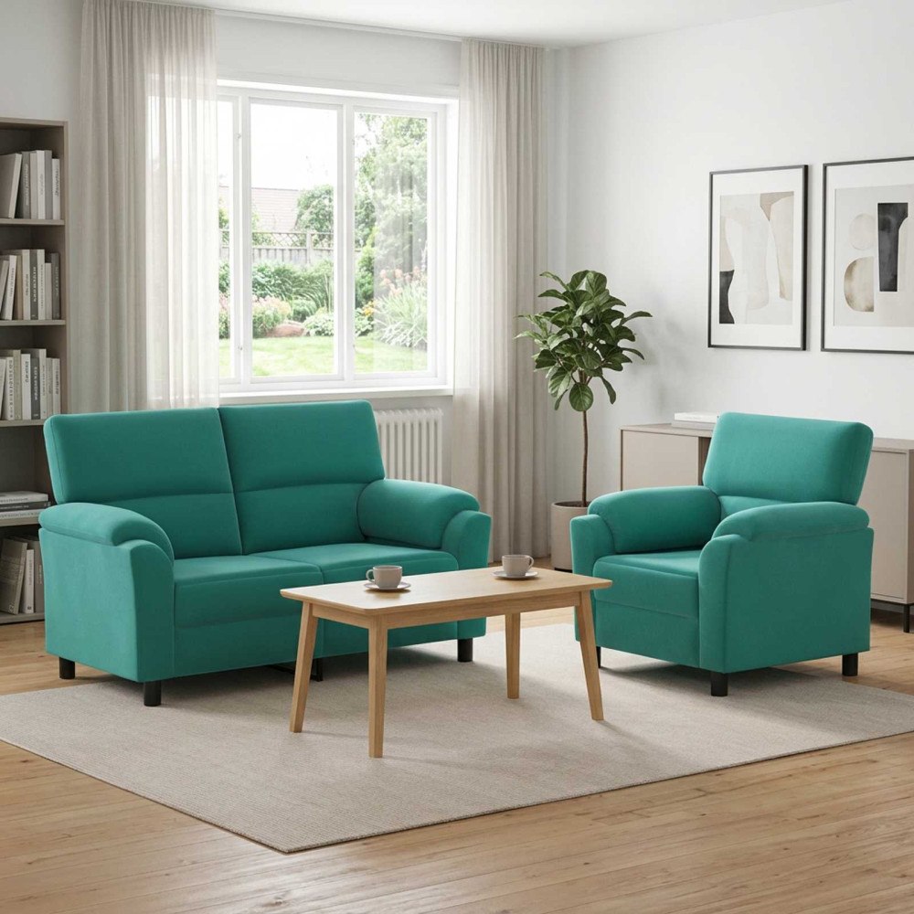 vidaXL Soffset 2 st 3-sits Turkos 154 x 85 x 93 cm Sammet