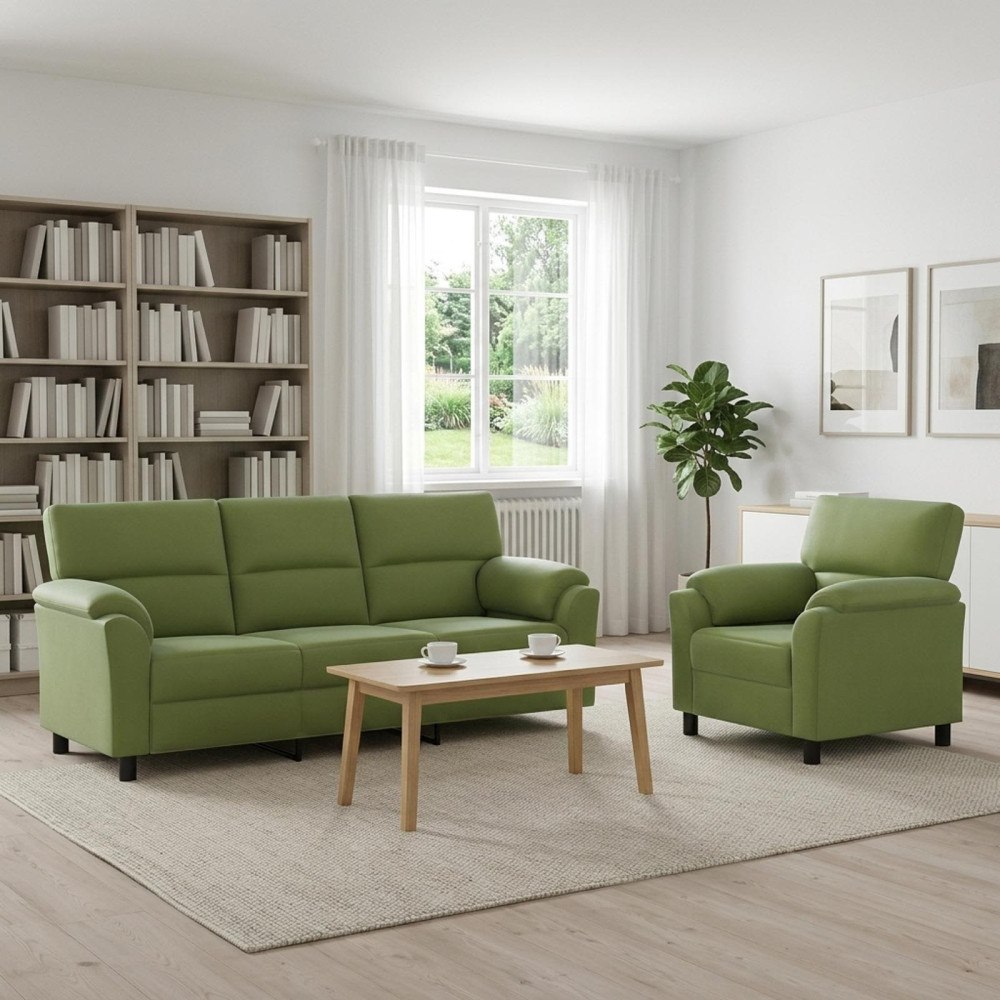 vidaXL Soffset 2 st 4-sits Ljusgrön 214 x 85 x 93 cm Sammet