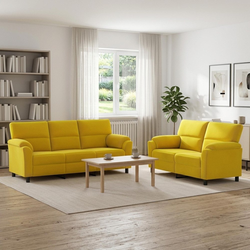 vidaXL Soffset 2 st 5-sits Gul 214 x 85 x 93 cm Sammet
