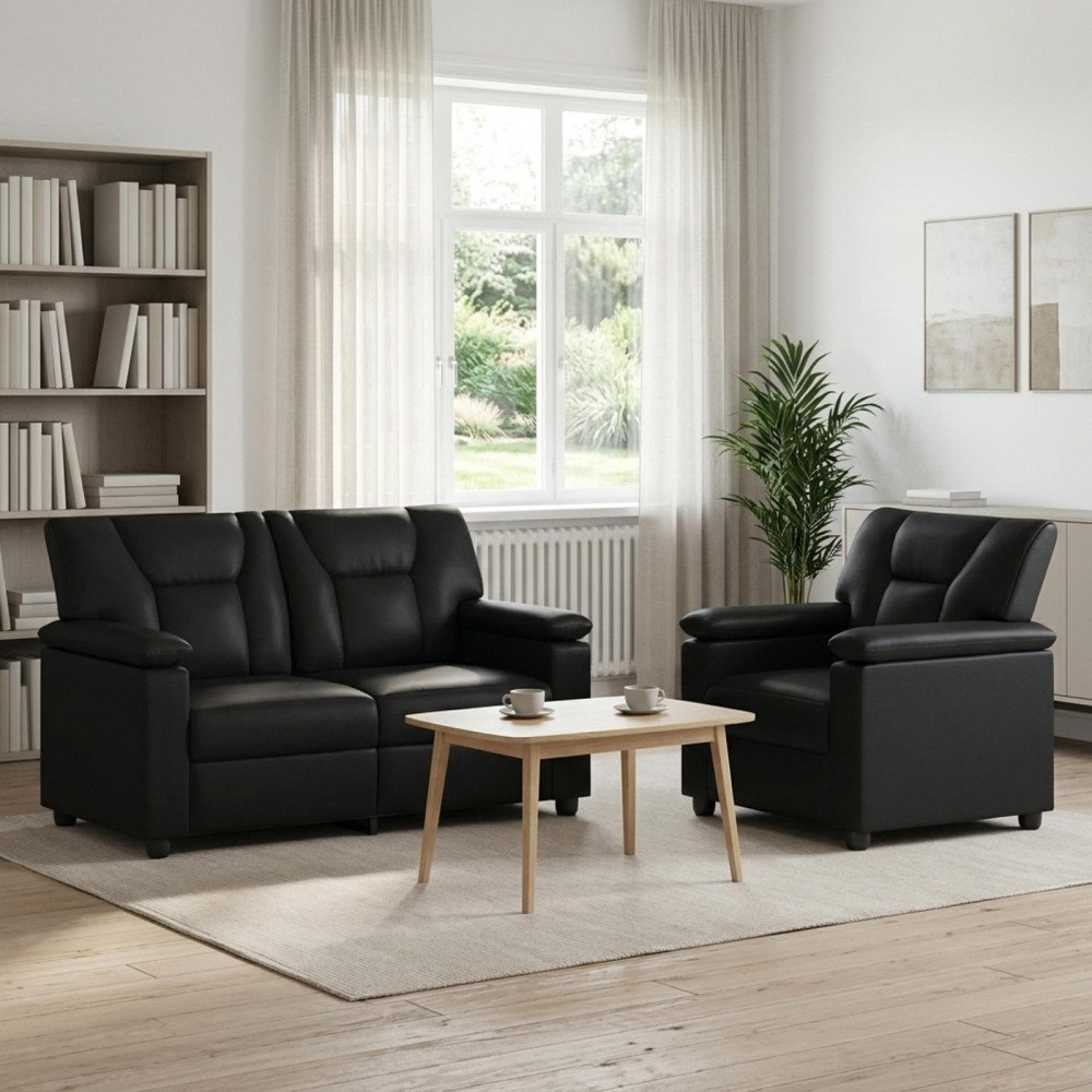 vidaXL Soffset 2 st Svart Konstläder